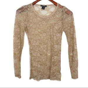 Sheer long lace top taupe from Buckle size small